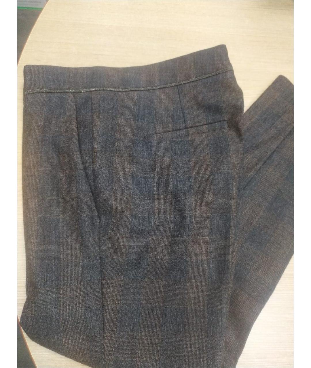 BRUNELLO CUCINELLI Коричневые шерстяные брюки узкие, фото 4