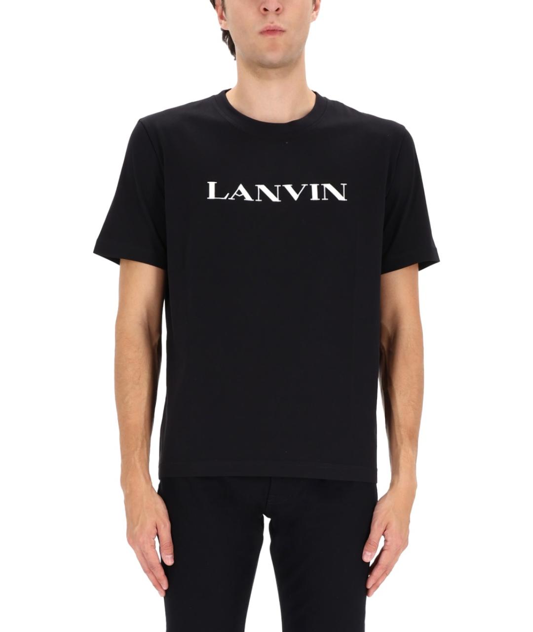 LANVIN Черная хлопковая футболка, фото 4