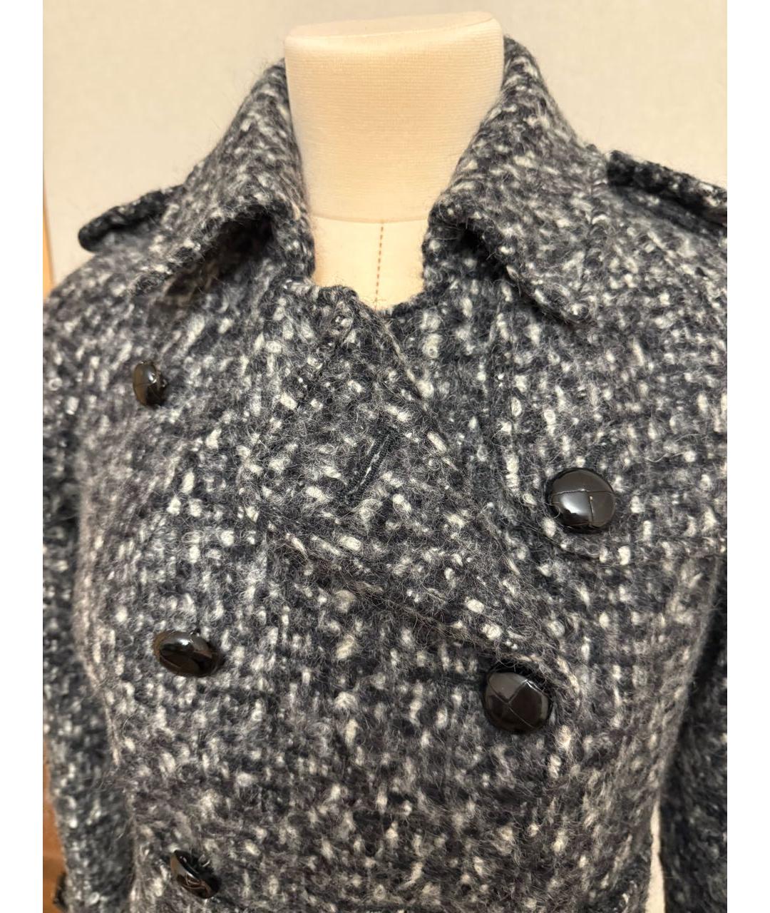 SAINT LAURENT Серое шерстяное пальто, фото 4