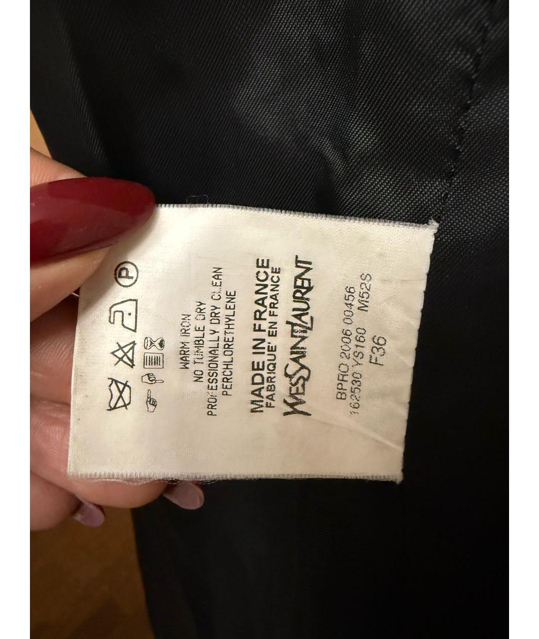 SAINT LAURENT Серое шерстяное пальто, фото 6