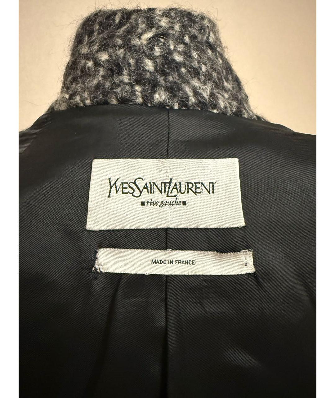 SAINT LAURENT Серое шерстяное пальто, фото 3