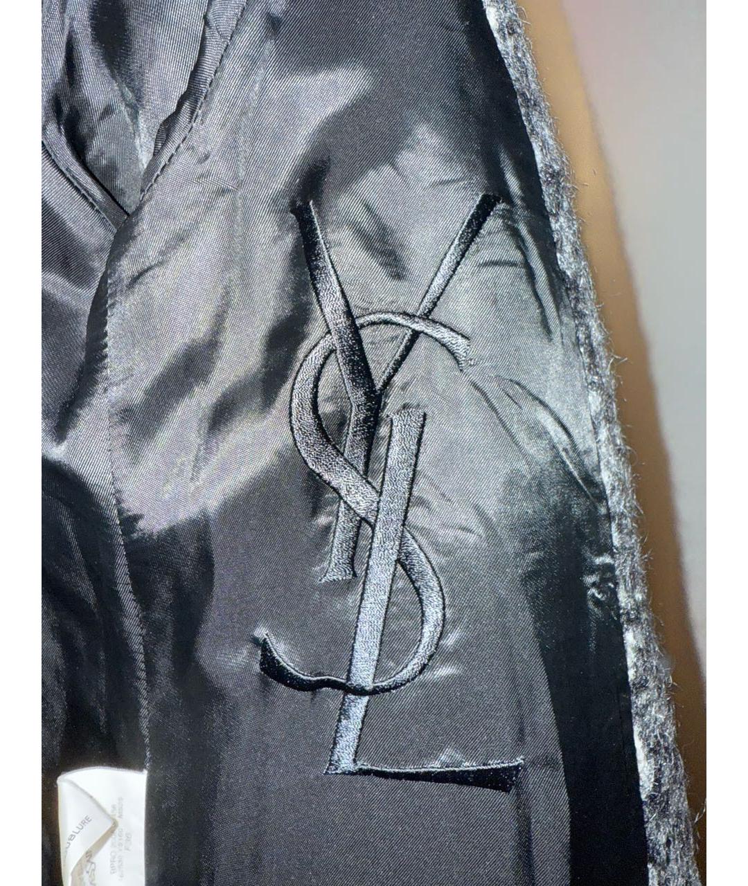 SAINT LAURENT Серое шерстяное пальто, фото 7