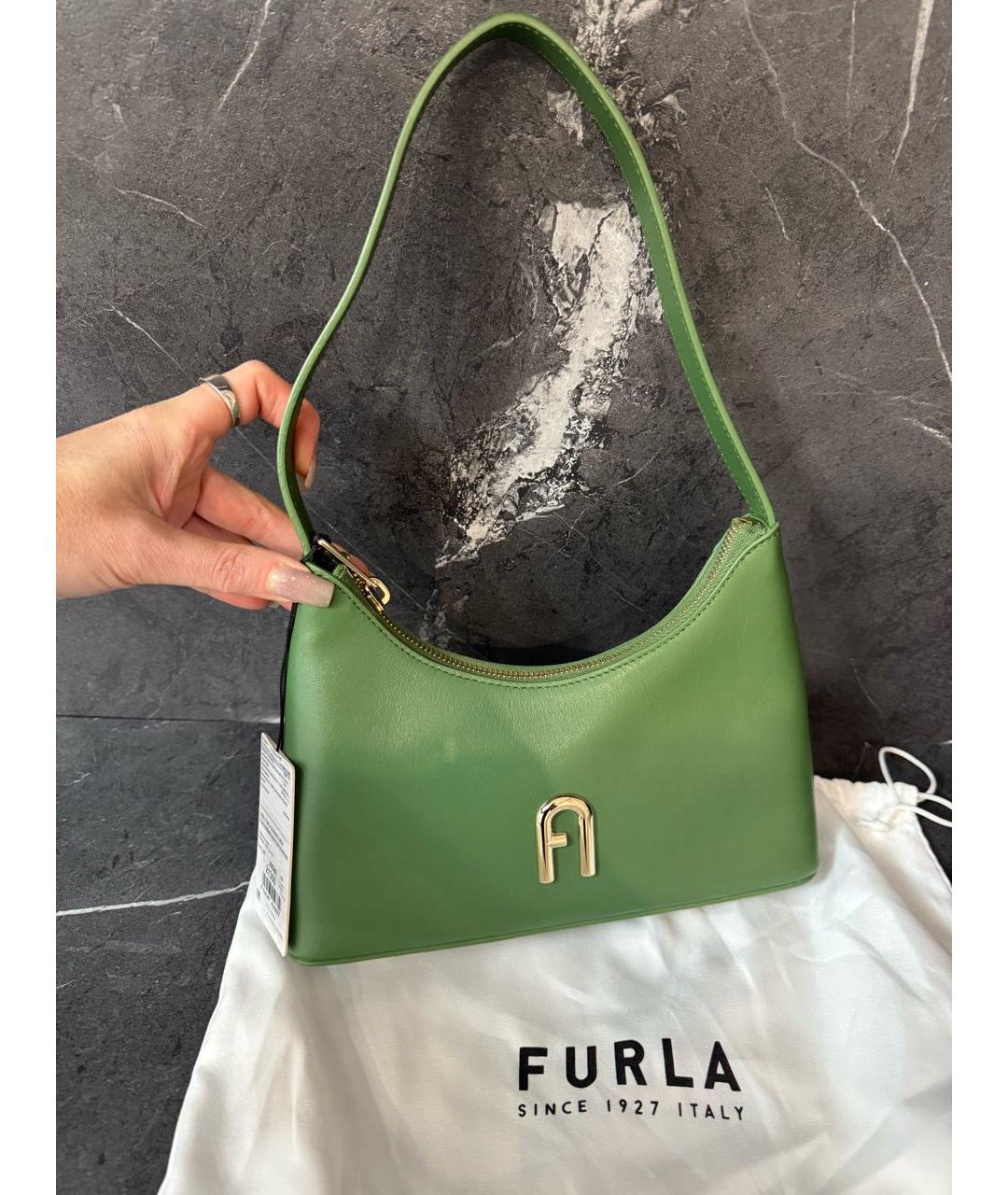 FURLA Зеленая кожаная сумка через плечо, фото 9