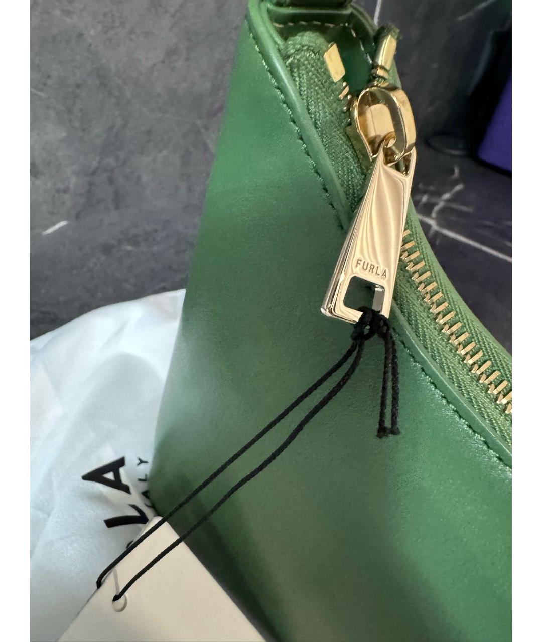 FURLA Зеленая кожаная сумка через плечо, фото 6