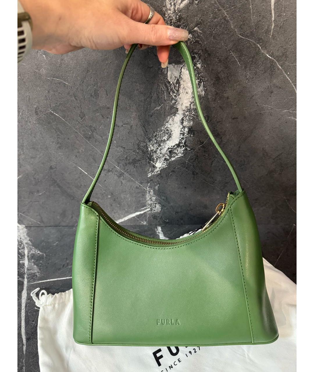 FURLA Зеленая кожаная сумка через плечо, фото 3