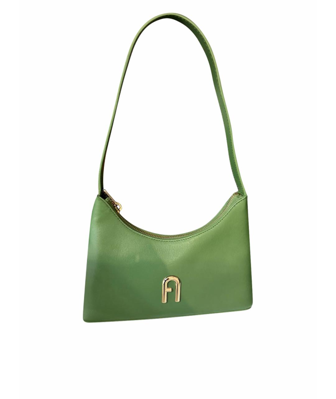 FURLA Зеленая кожаная сумка через плечо, фото 1