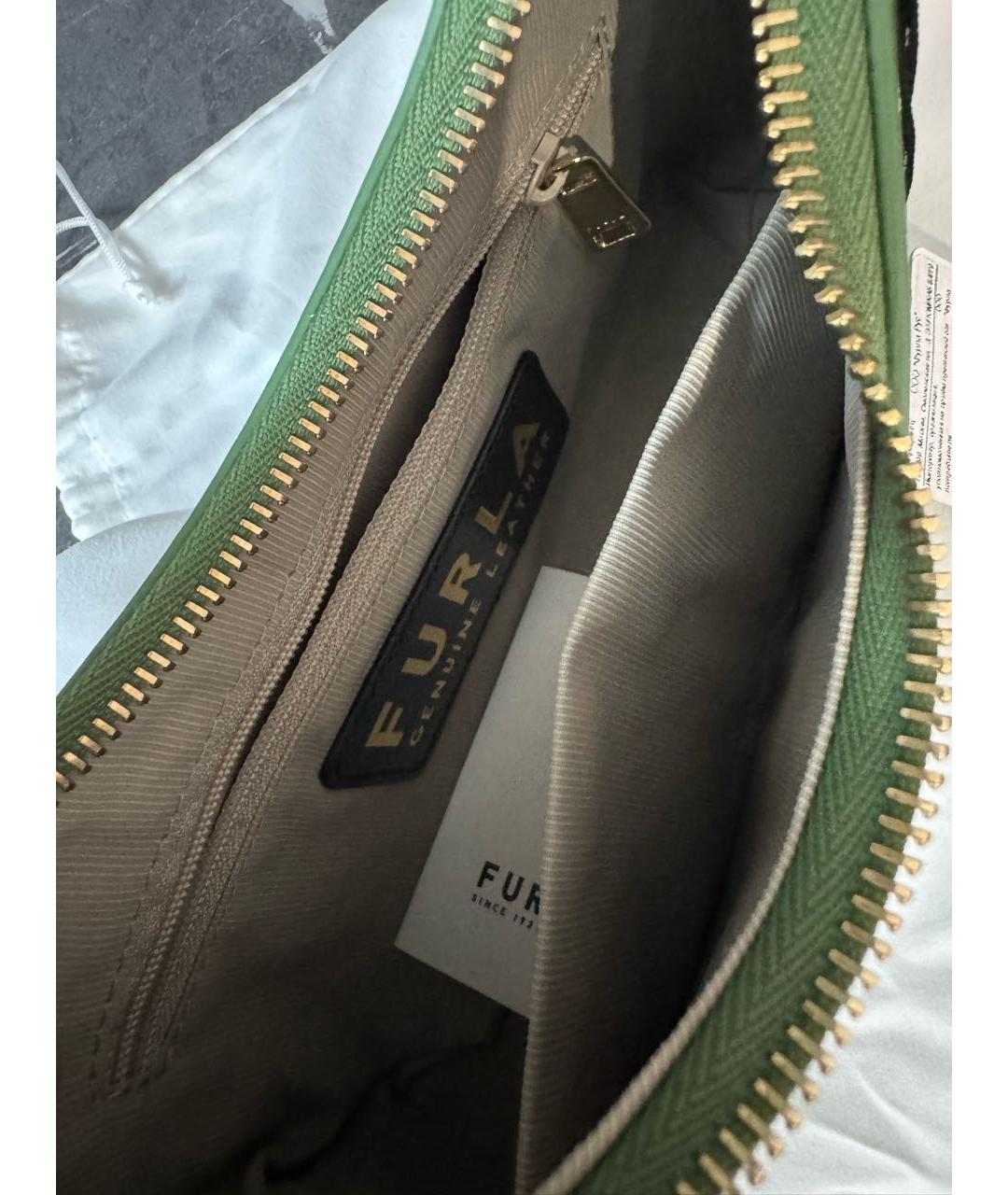 FURLA Зеленая кожаная сумка через плечо, фото 4