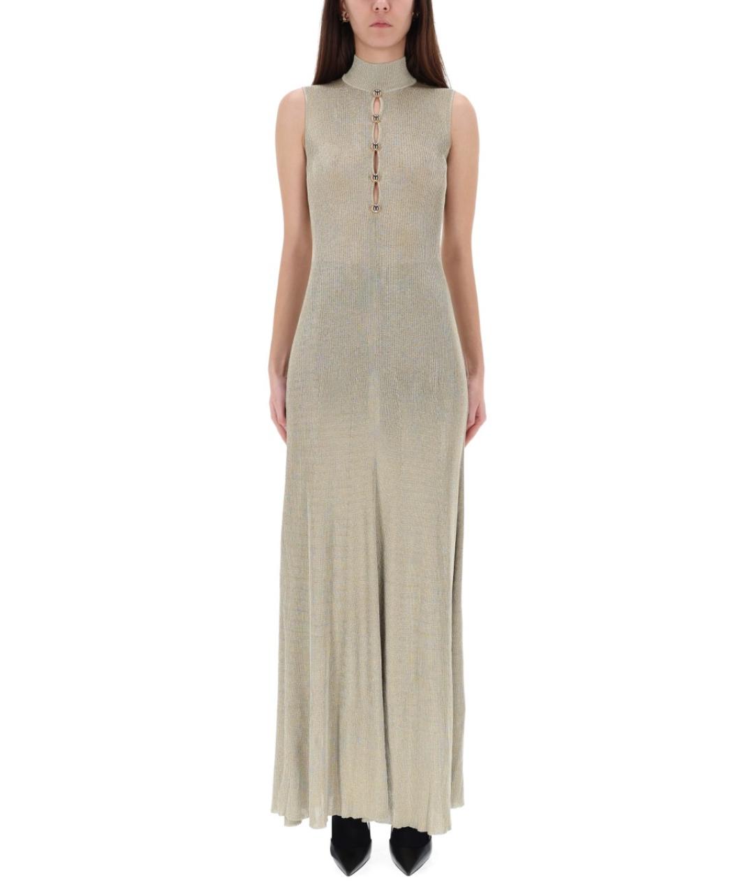 SELF-PORTRAIT Золотое вискозное вечернее платье, фото 3