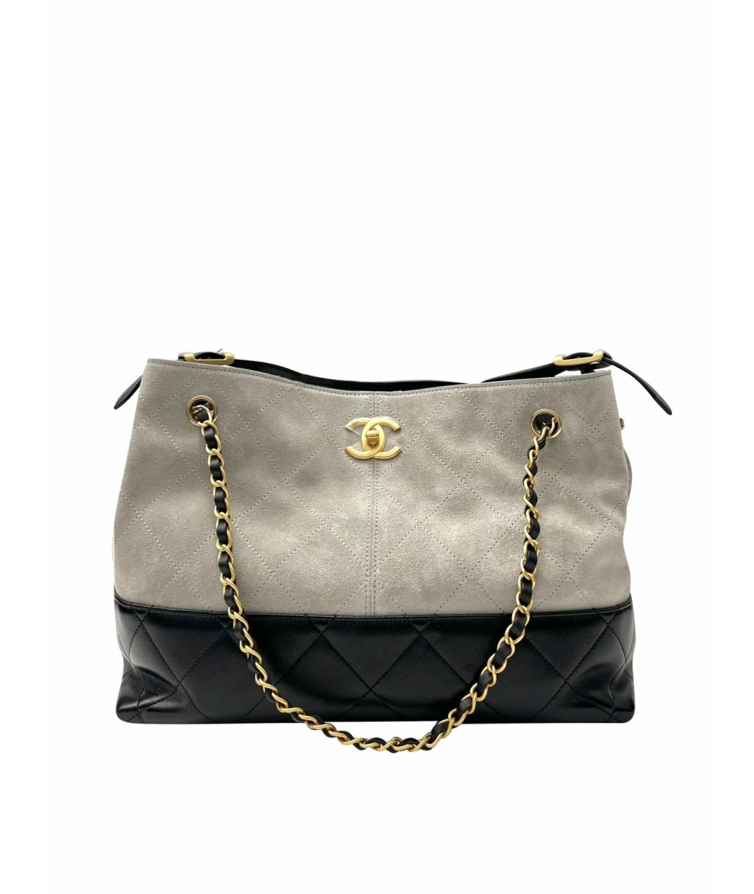 CHANEL Серая кожаная сумка тоут, фото 1