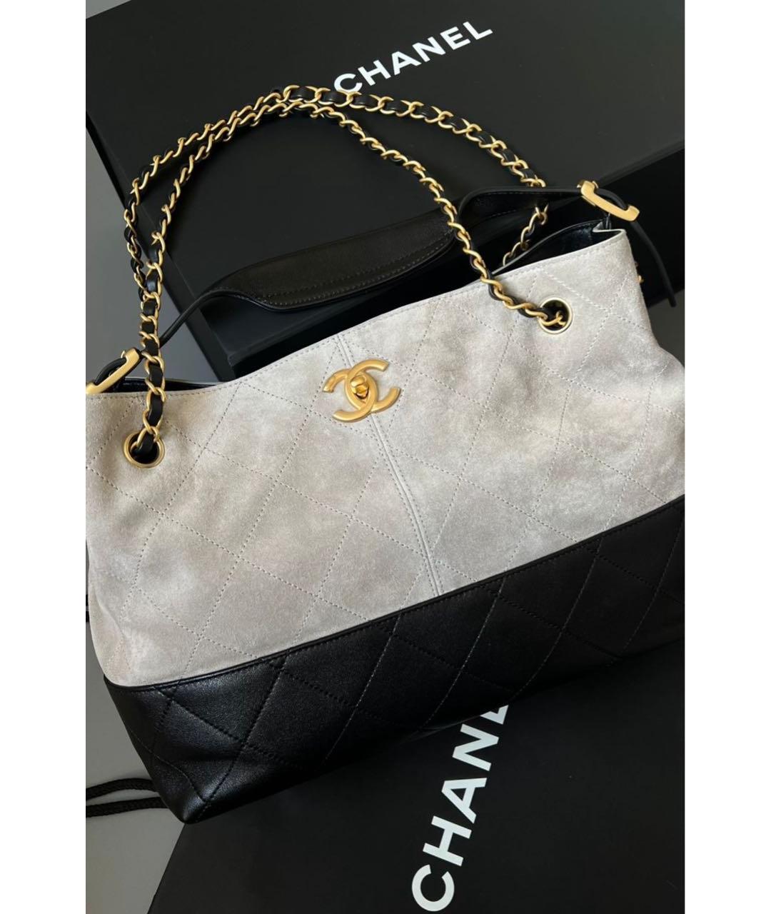 CHANEL Серая кожаная сумка тоут, фото 3