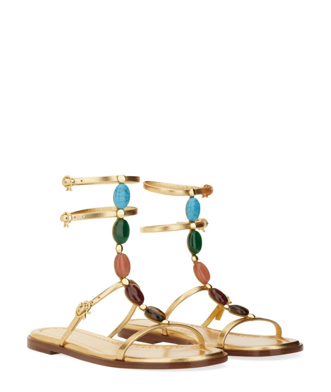 GIANVITO ROSSI Золотые кожаные сандалии, фото 2