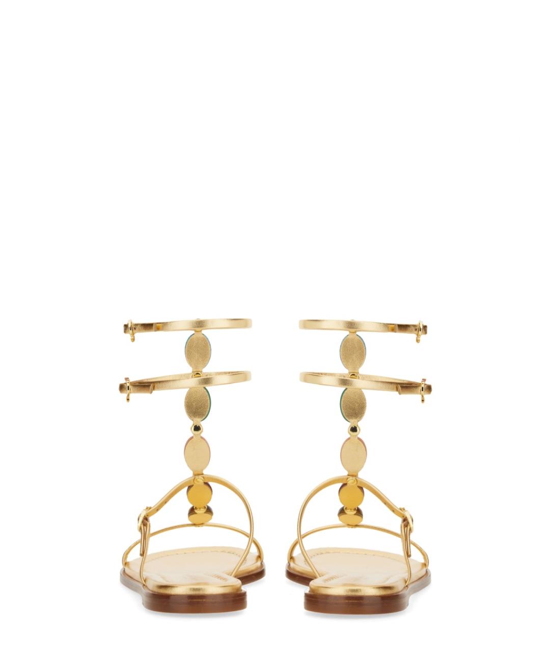 GIANVITO ROSSI Золотые кожаные сандалии, фото 4