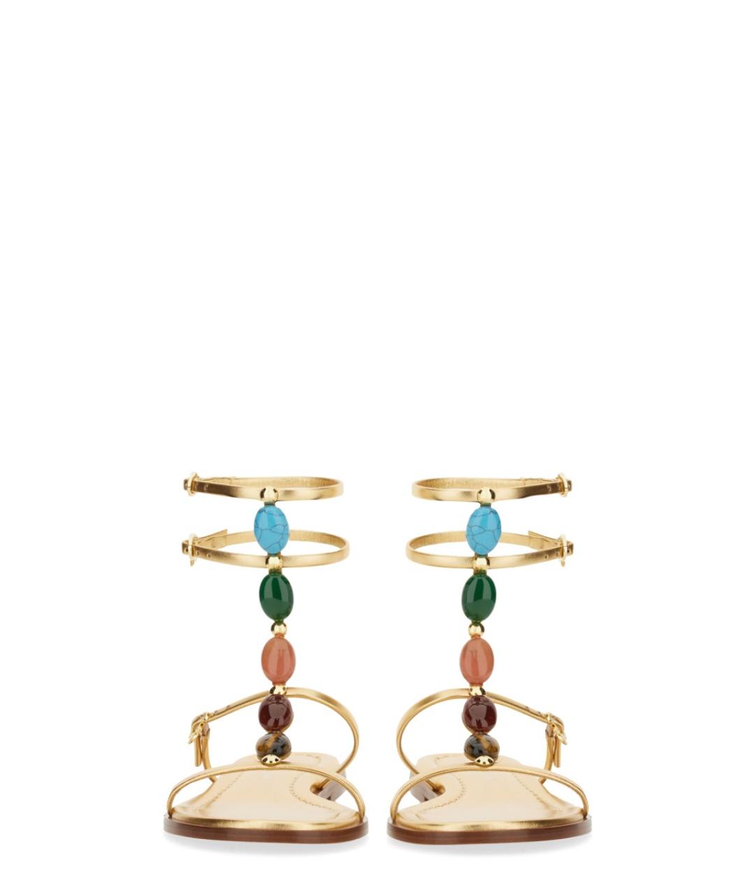 GIANVITO ROSSI Золотые кожаные сандалии, фото 3