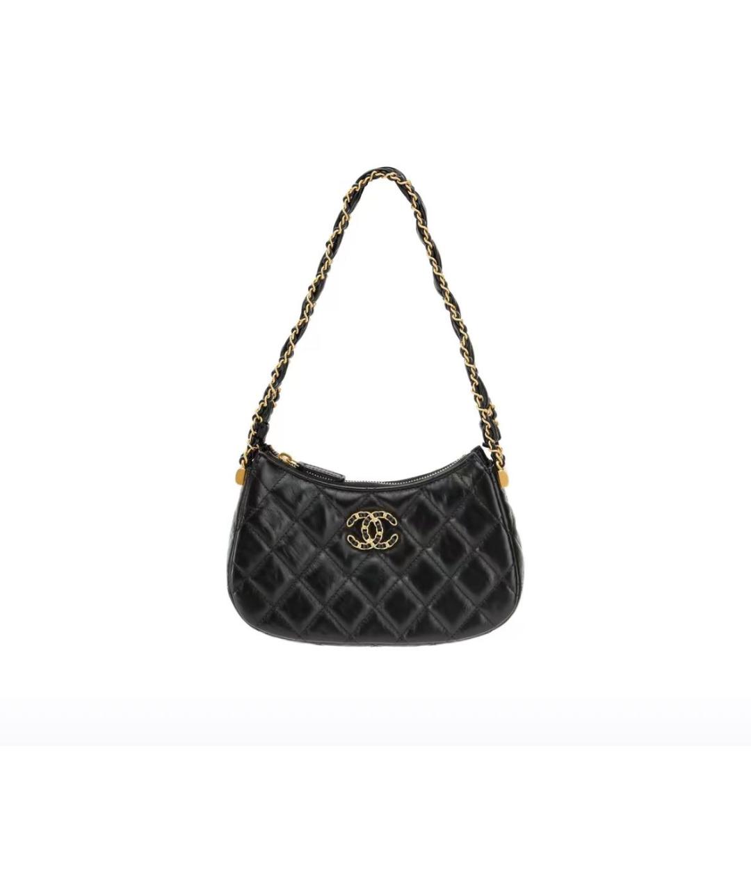 CHANEL Черная кожаная сумка с короткими ручками, фото 5