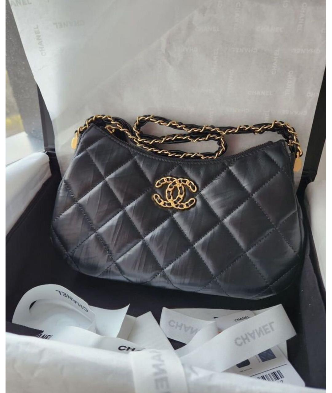 CHANEL Черная кожаная сумка с короткими ручками, фото 3