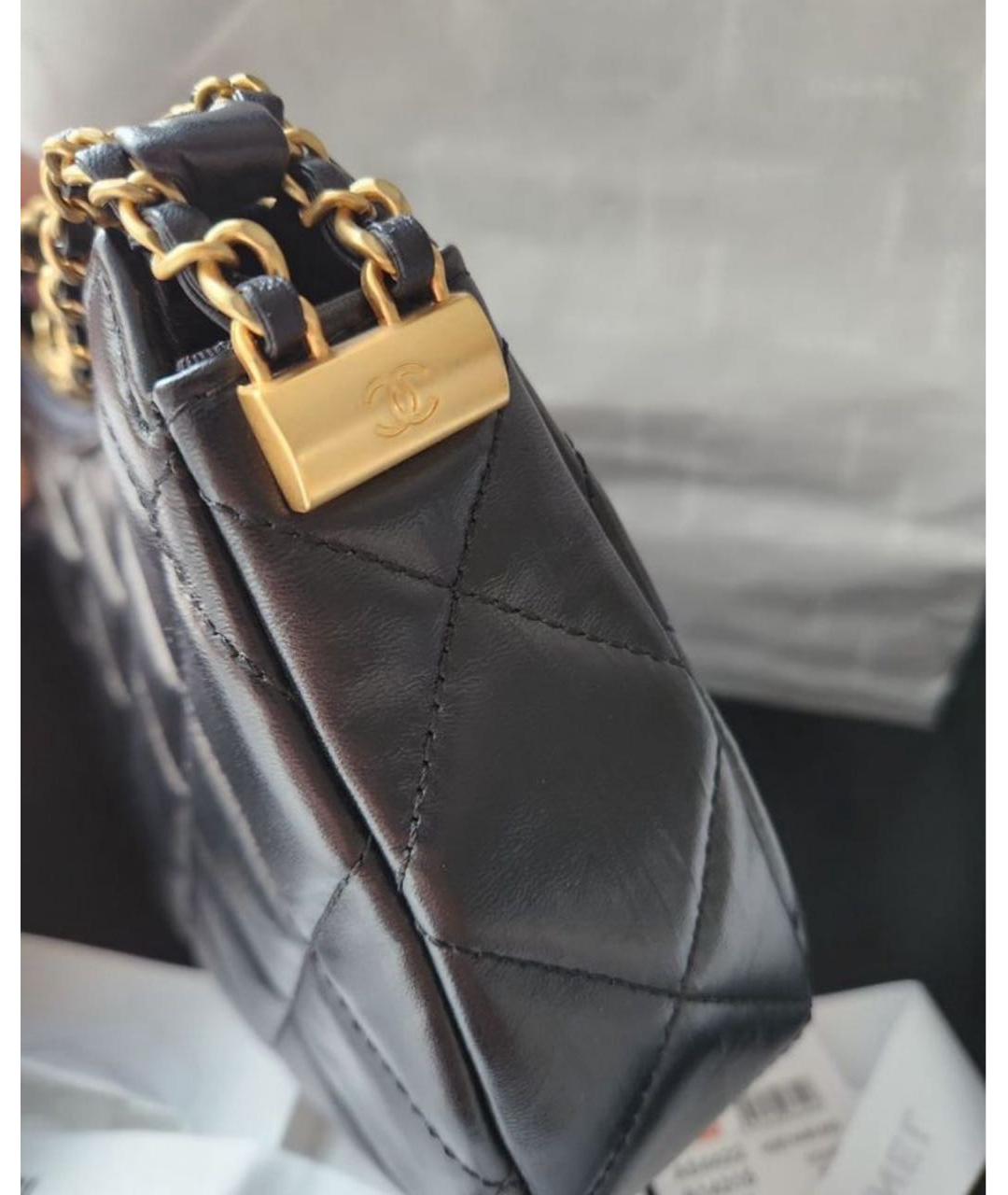 CHANEL Черная кожаная сумка с короткими ручками, фото 4