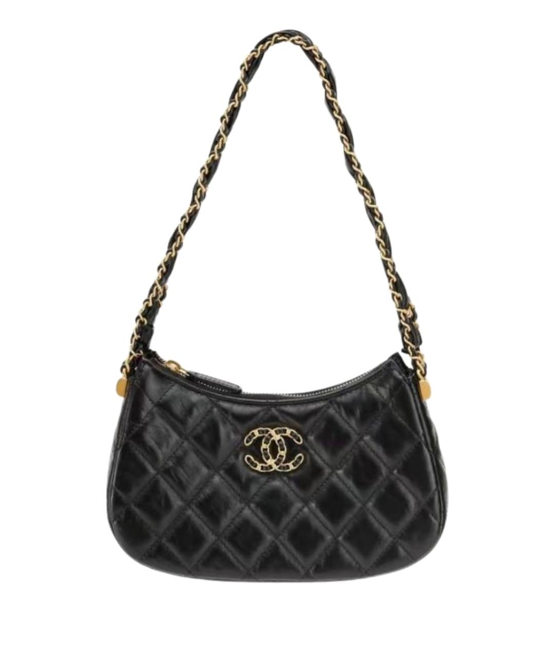 CHANEL Черная кожаная сумка с короткими ручками, фото 1