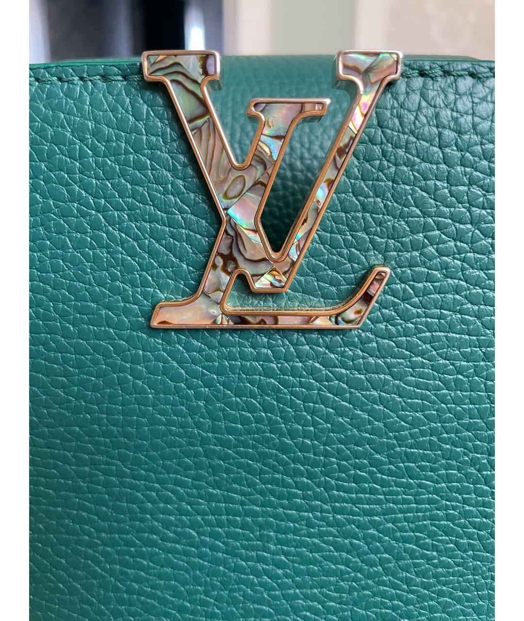 LOUIS VUITTON Зеленая кожаная сумка с короткими ручками, фото 5