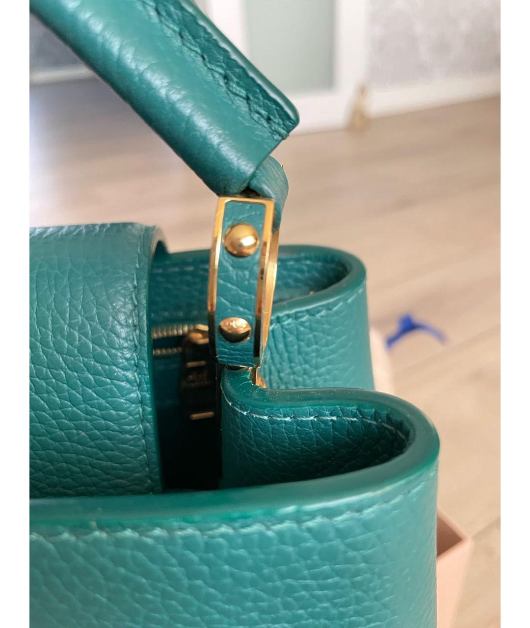 LOUIS VUITTON Зеленая кожаная сумка с короткими ручками, фото 6