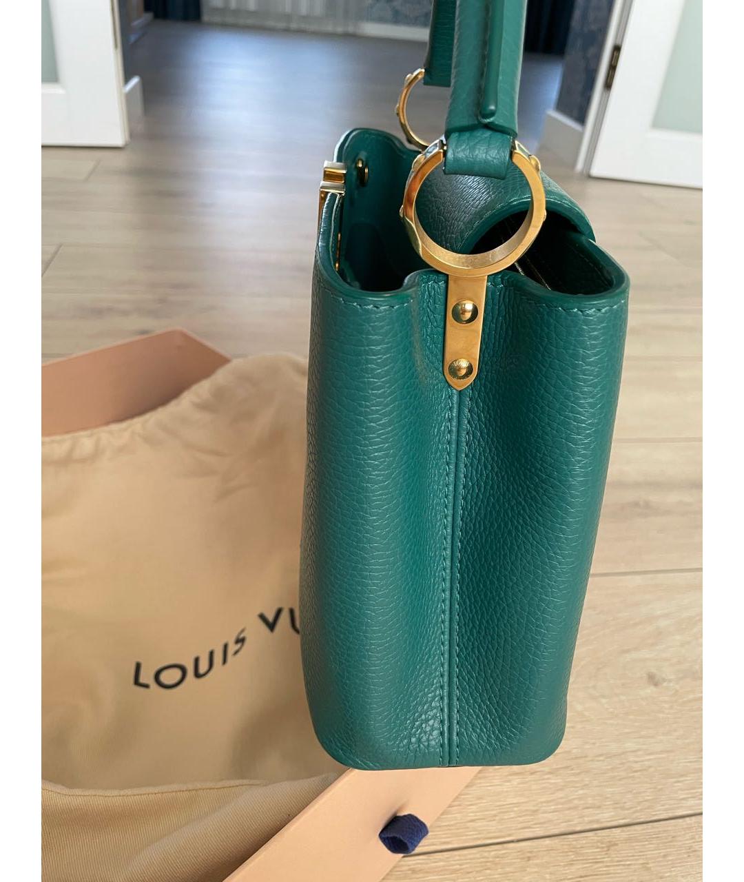 LOUIS VUITTON Зеленая кожаная сумка с короткими ручками, фото 2