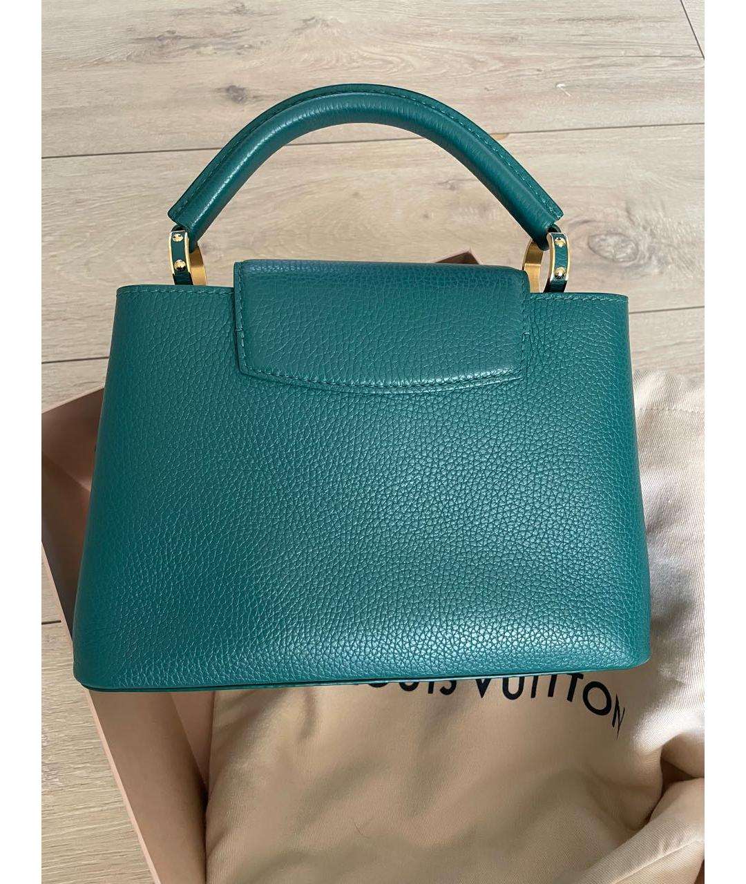 LOUIS VUITTON Зеленая кожаная сумка с короткими ручками, фото 3