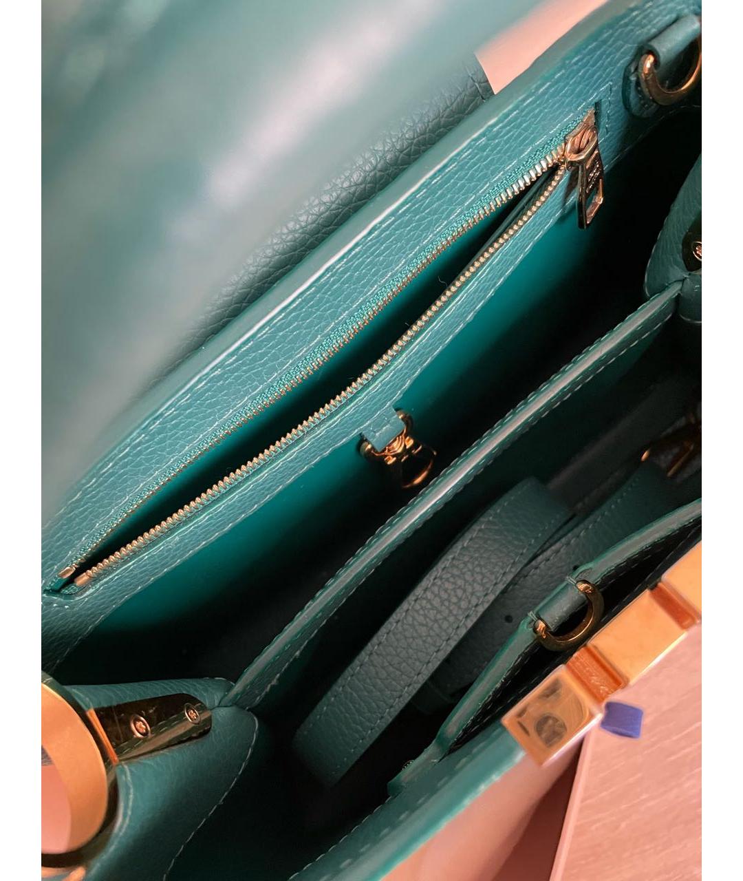 LOUIS VUITTON Зеленая кожаная сумка с короткими ручками, фото 4