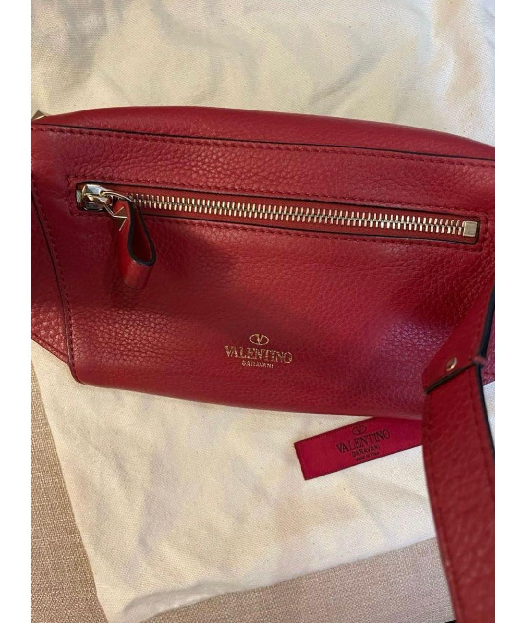 VALENTINO Красная кожаная пляжная сумка, фото 3