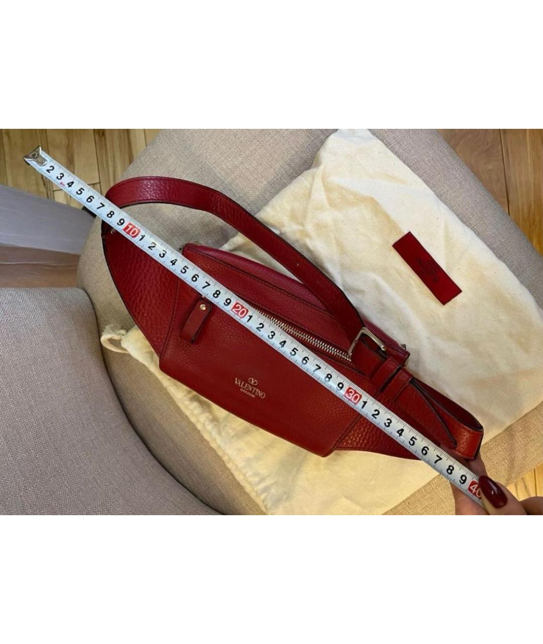 VALENTINO Красная кожаная пляжная сумка, фото 5