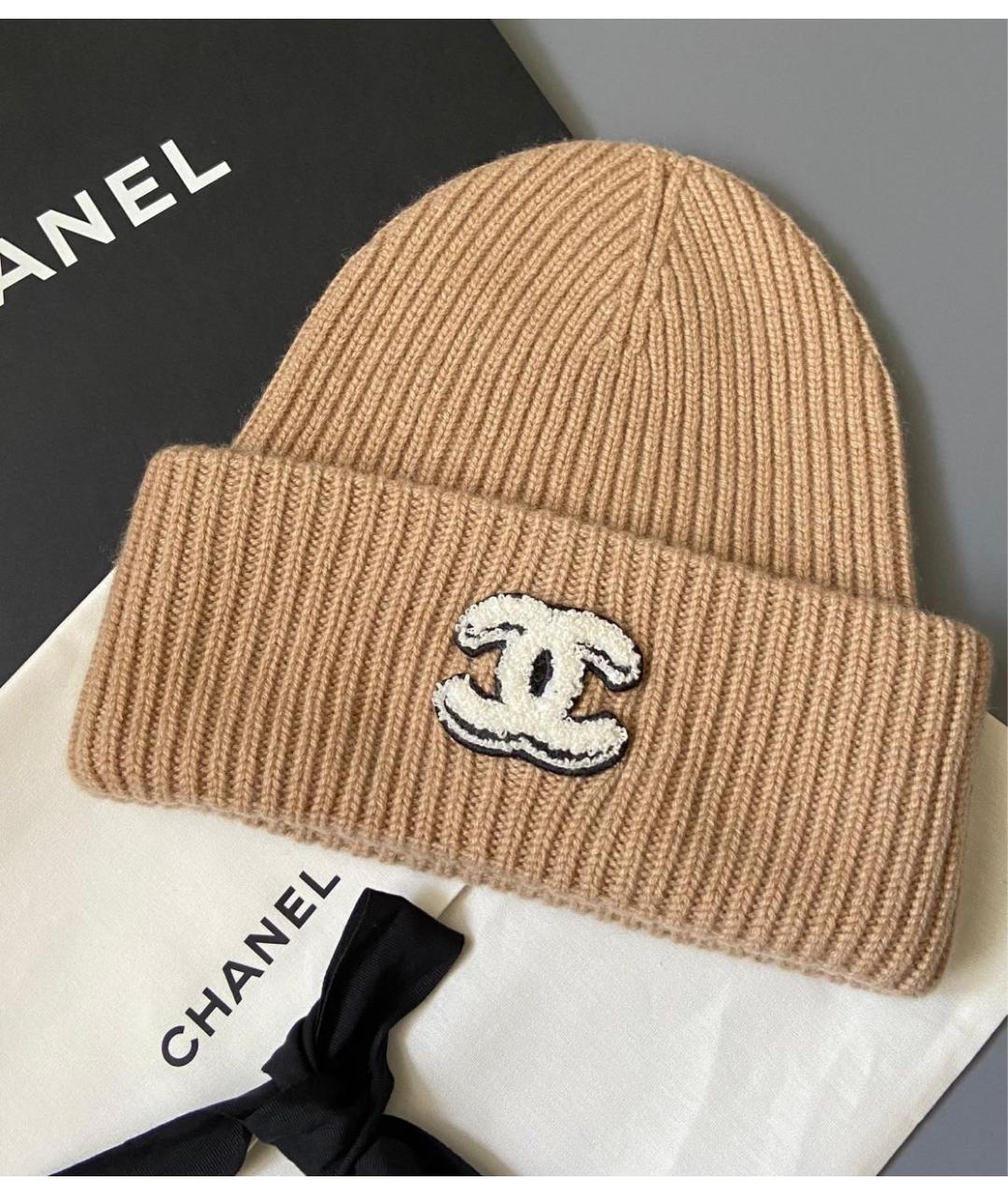 CHANEL Бежевая кашемировая шапка, фото 2