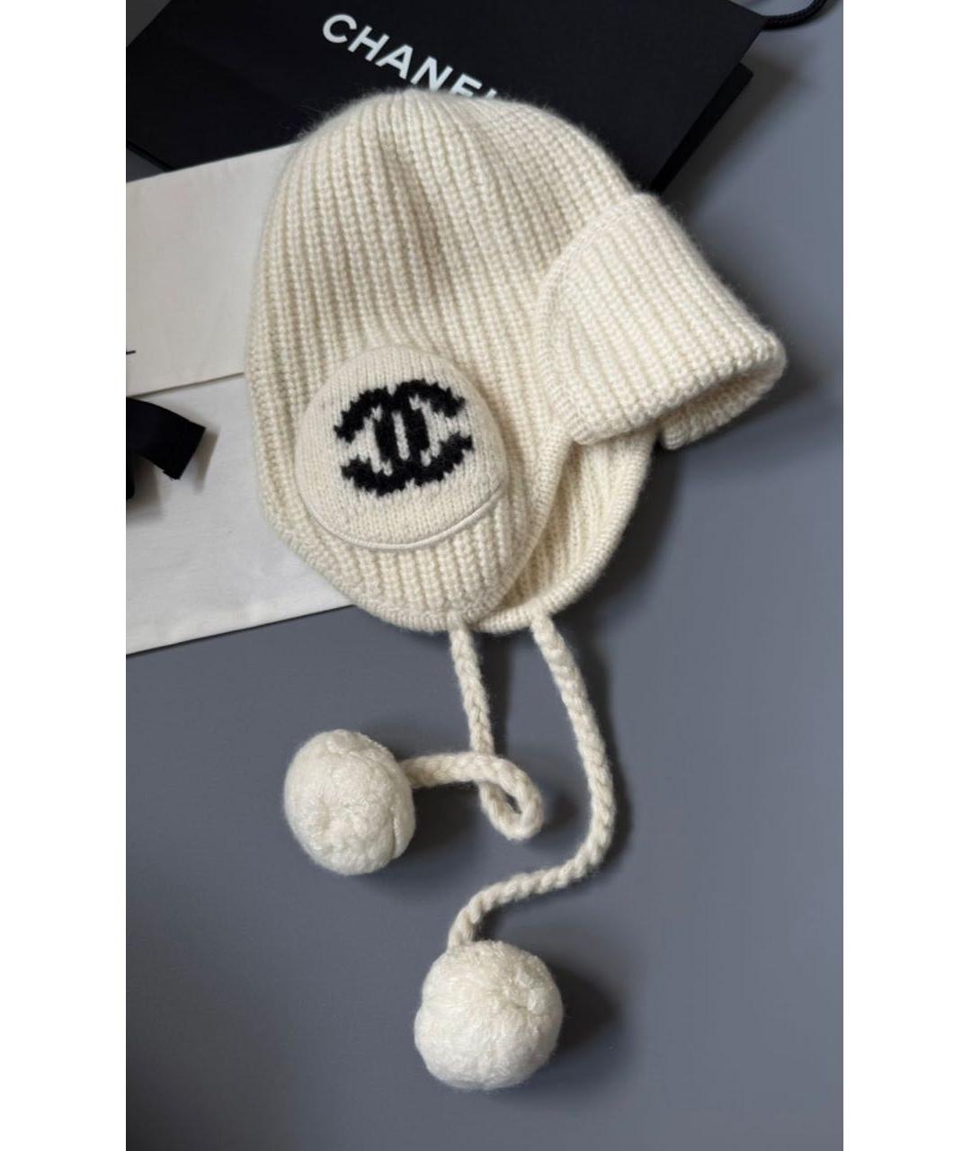 CHANEL Бежевая кашемировая шапка, фото 2