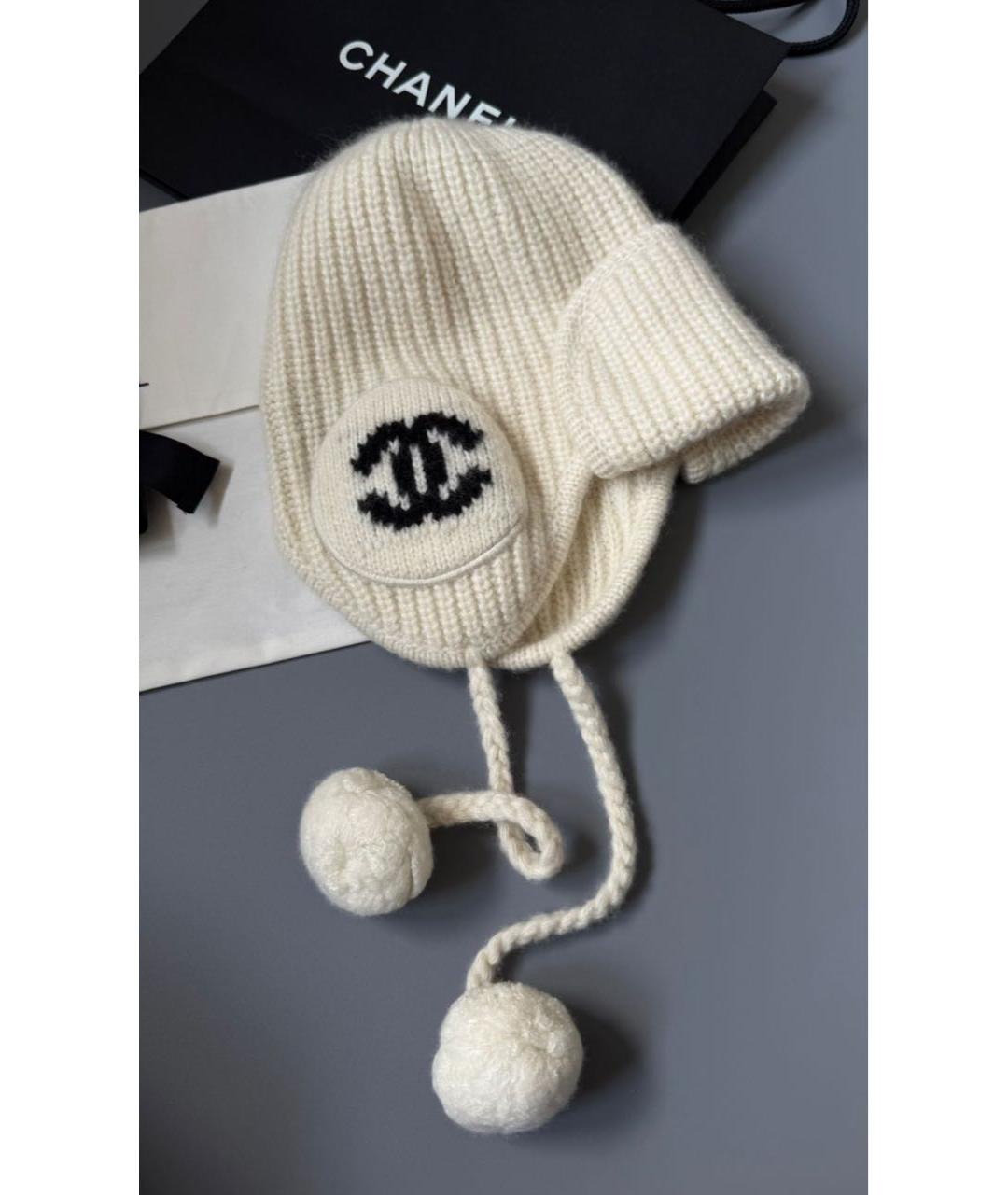 CHANEL Бежевая кашемировая шапка, фото 3