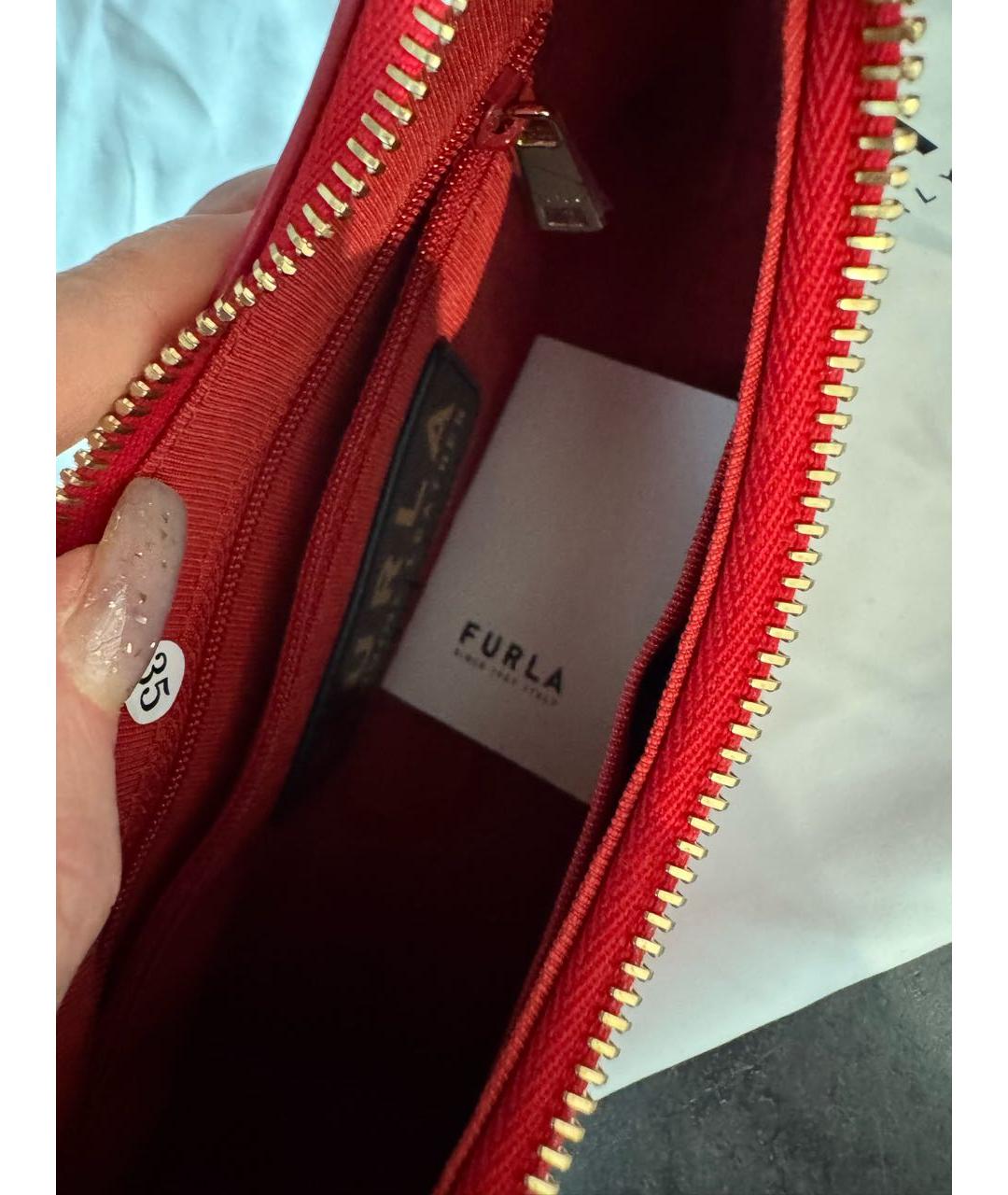 FURLA Бордовая кожаная сумка через плечо, фото 4