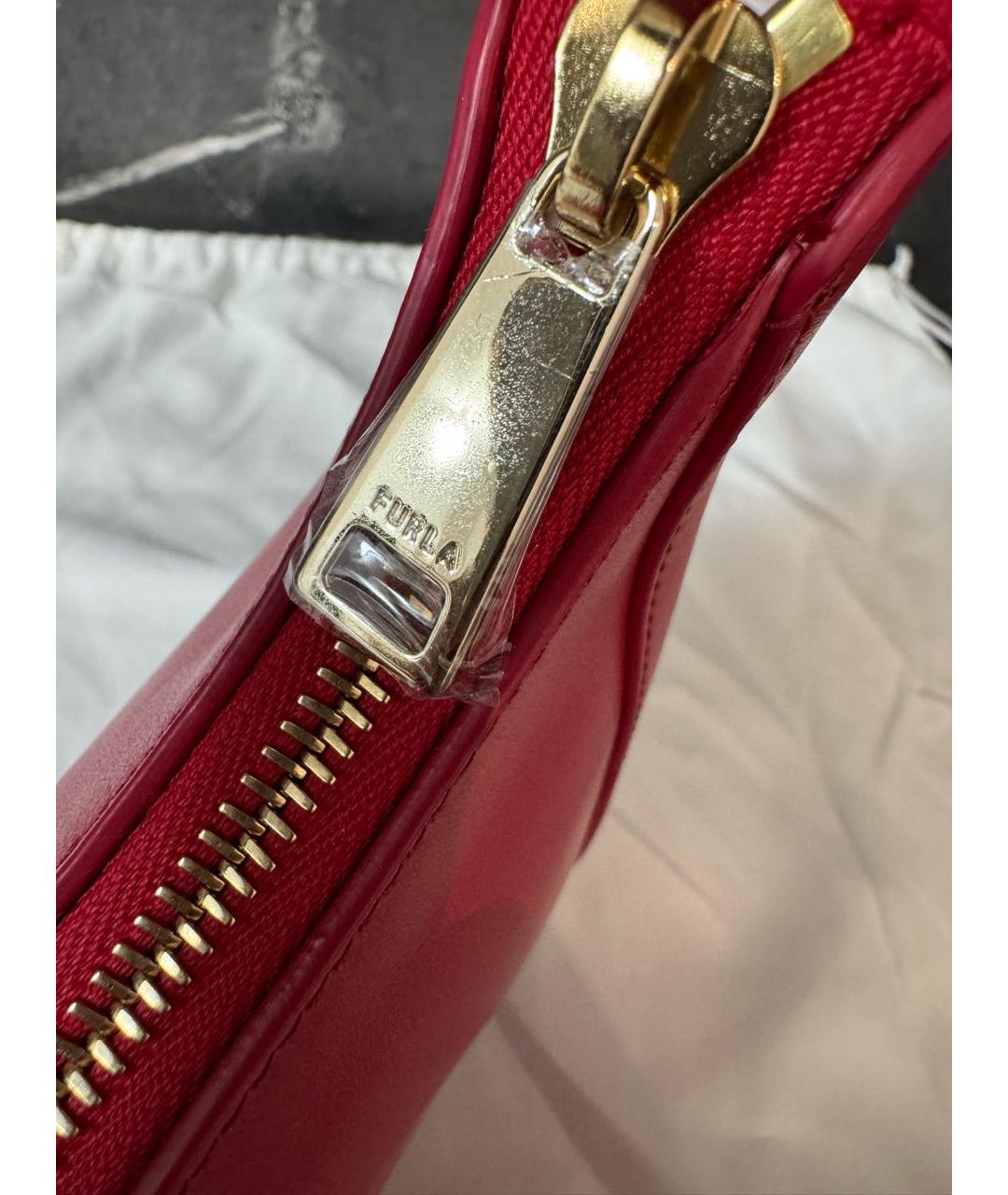 FURLA Бордовая кожаная сумка через плечо, фото 5