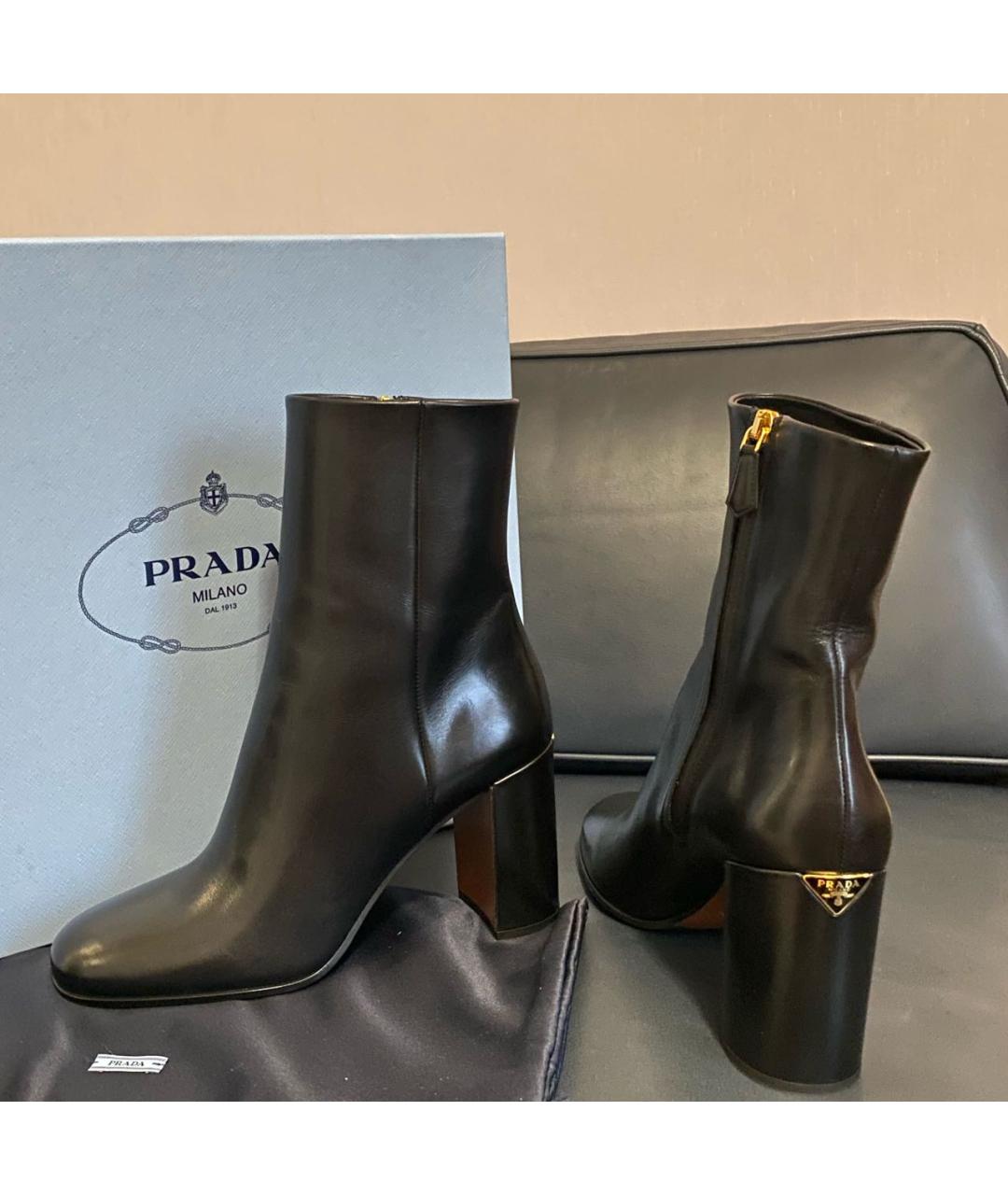 PRADA Черные кожаные ботильоны, фото 4