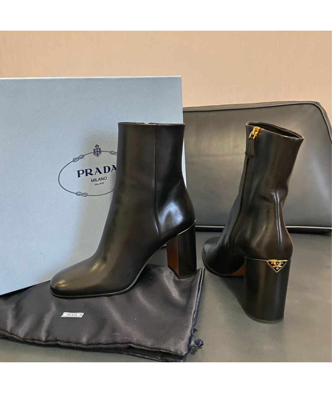 PRADA Черные кожаные ботильоны, фото 6