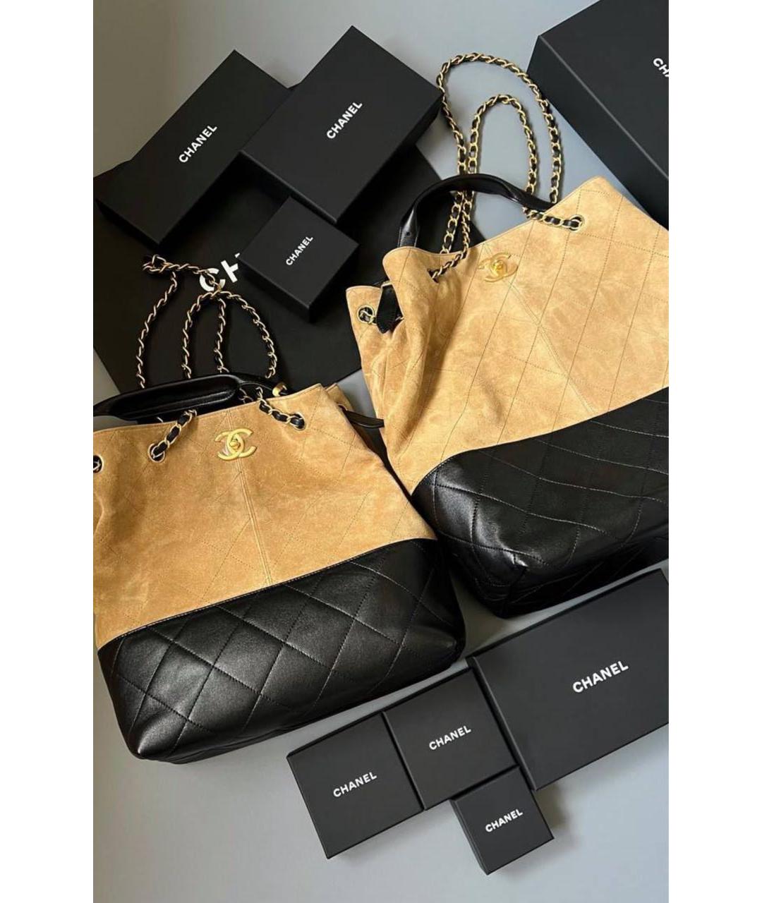 CHANEL Бежевая замшевая сумка тоут, фото 2