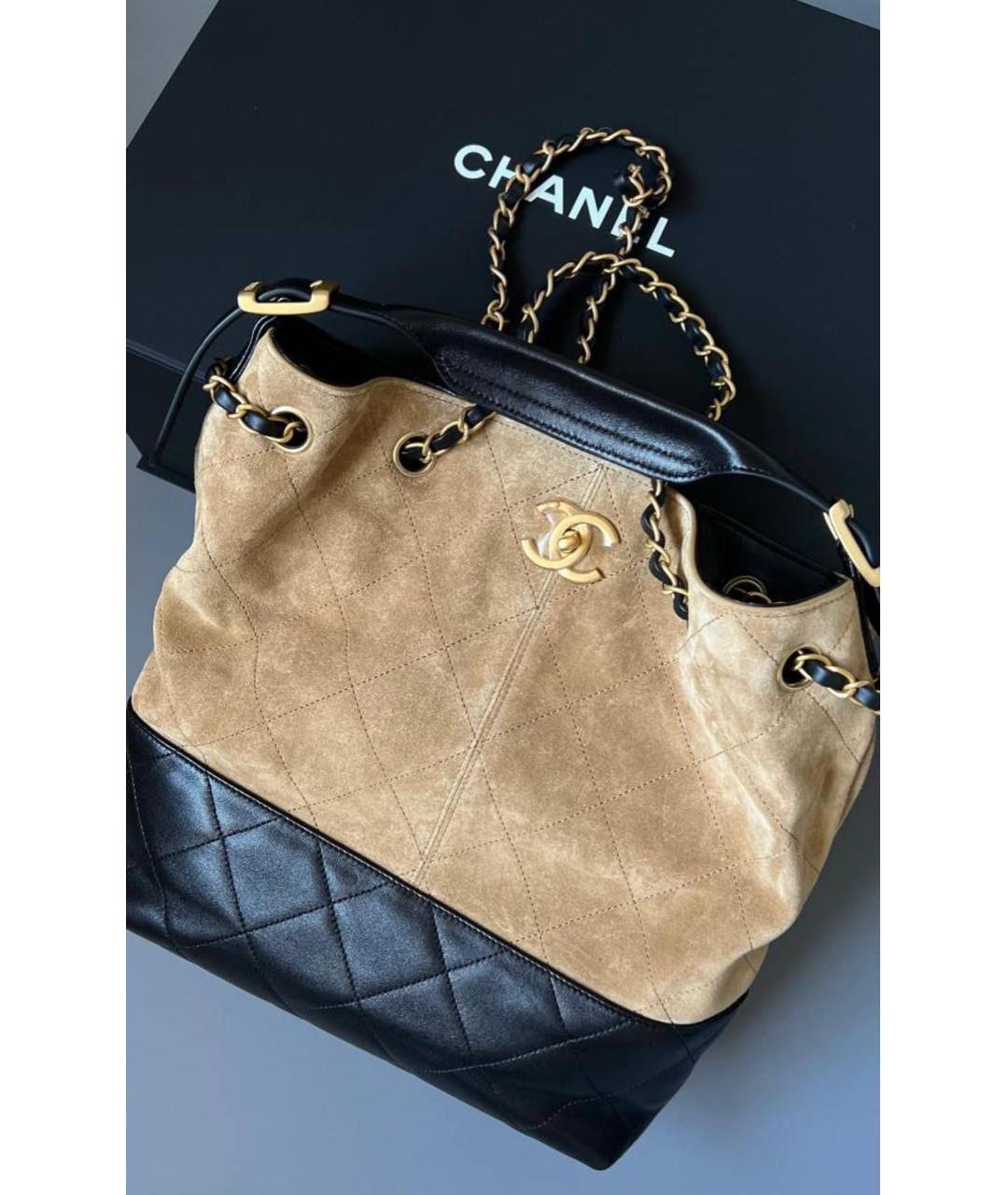 CHANEL Бежевая замшевая сумка тоут, фото 4