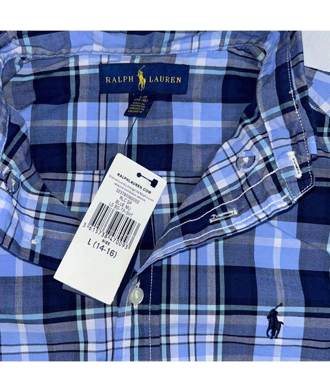 POLO RALPH LAUREN Синяя хлопковая детская рубашка, фото 3