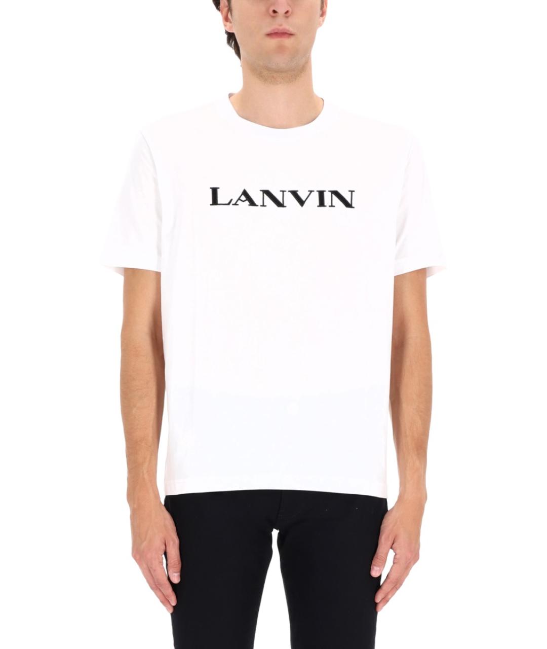 LANVIN Белая хлопковая футболка, фото 4