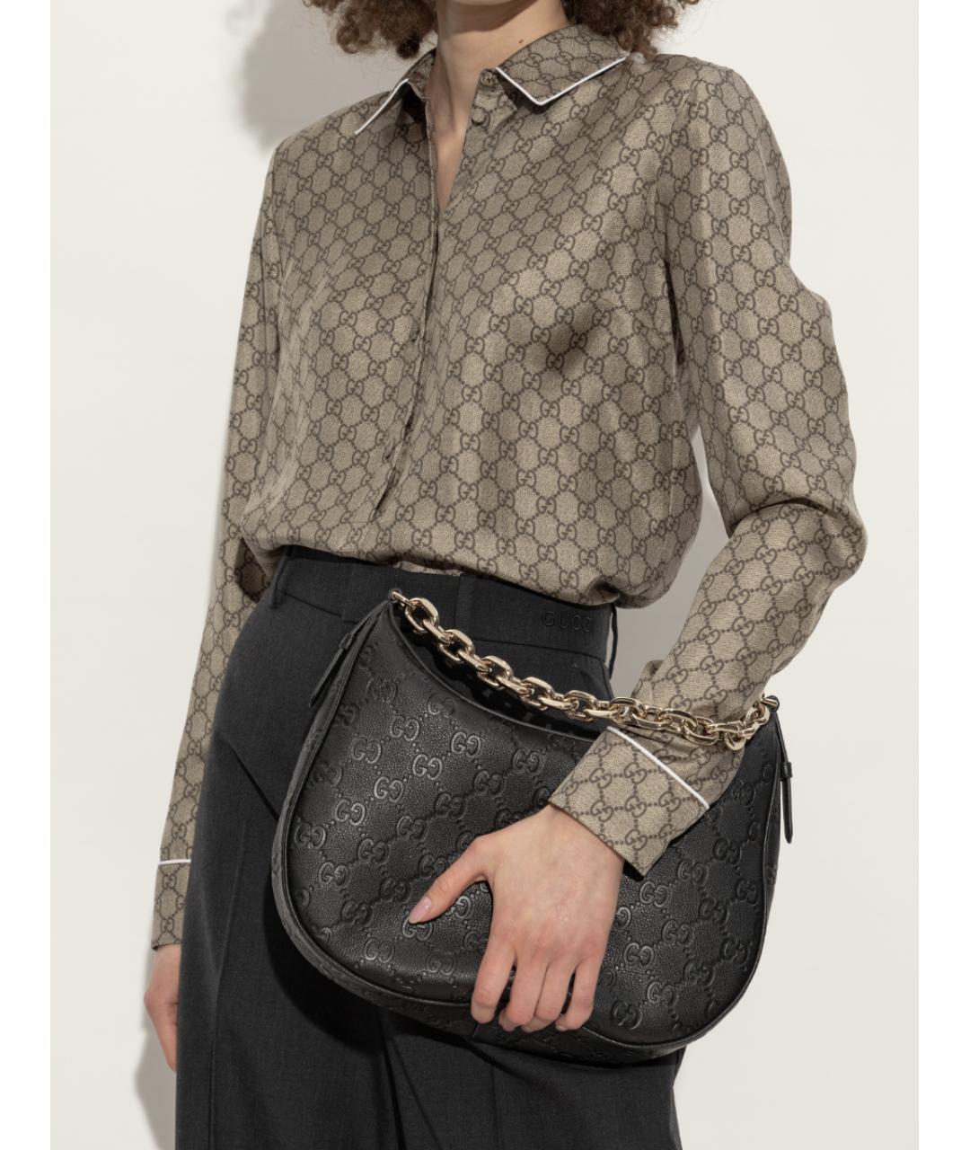 GUCCI Черная кожаная сумка тоут, фото 4