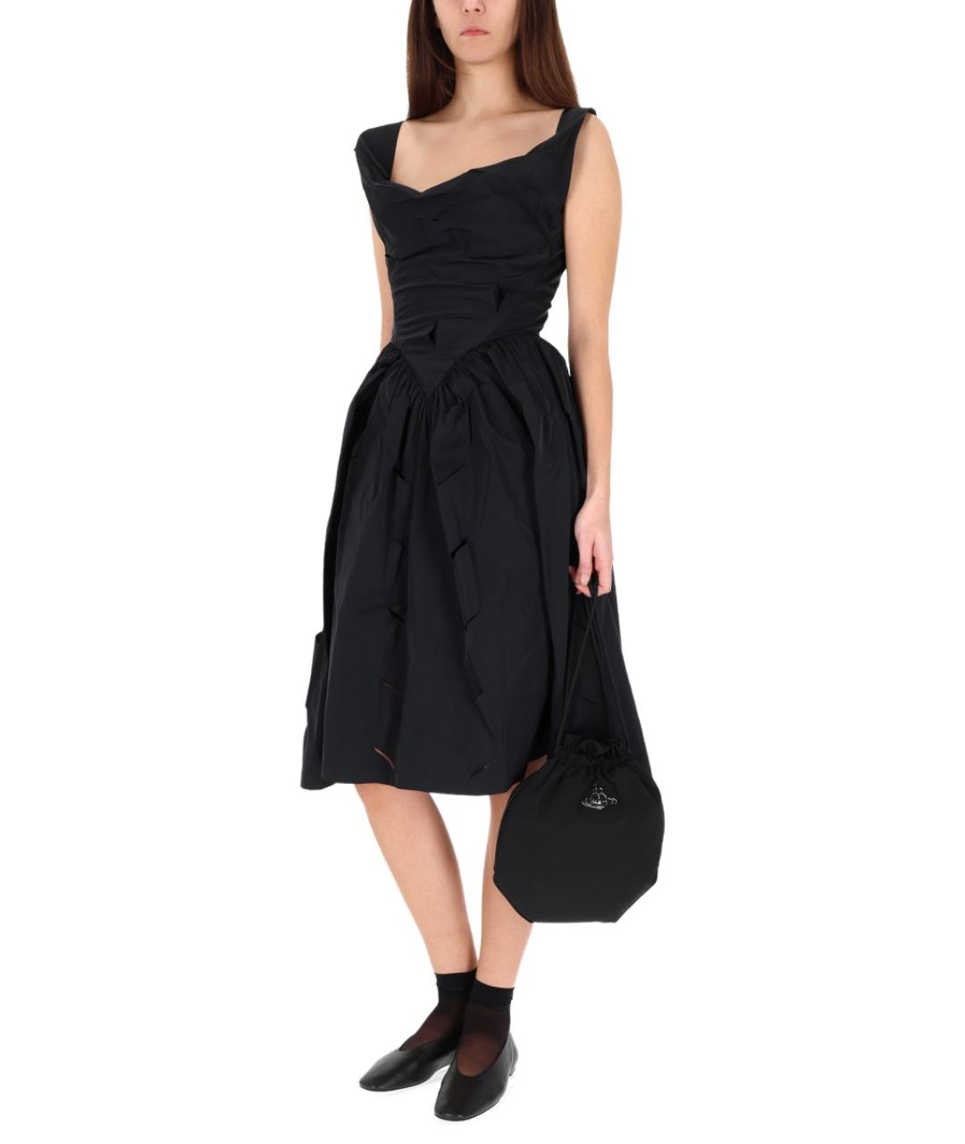 VIVIENNE WESTWOOD Черное полиэстеровое повседневное платье, фото 2