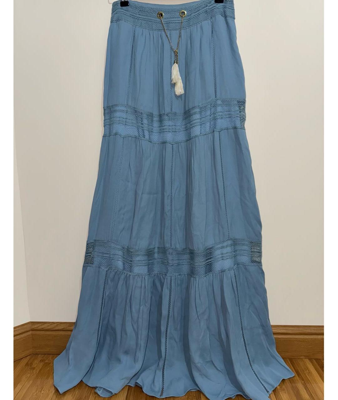 ELISABETTA FRANCHI Голубая юбка макси, фото 5