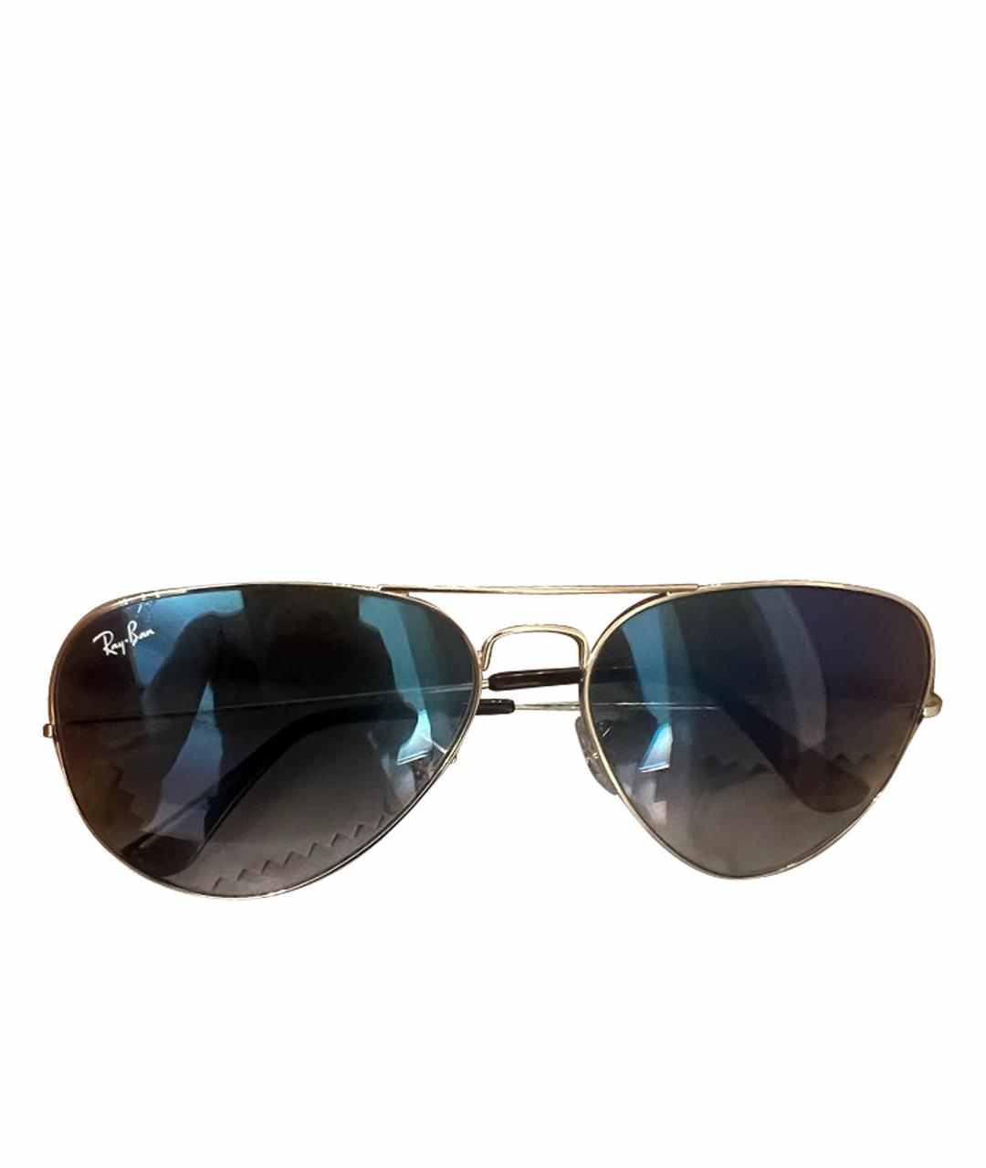 RAY BAN Серебряные металлические солнцезащитные очки, фото 1