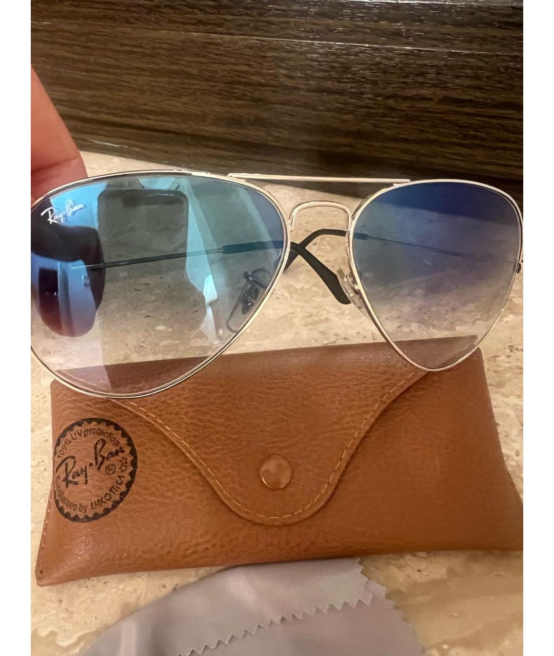 RAY BAN Серебряные металлические солнцезащитные очки, фото 4