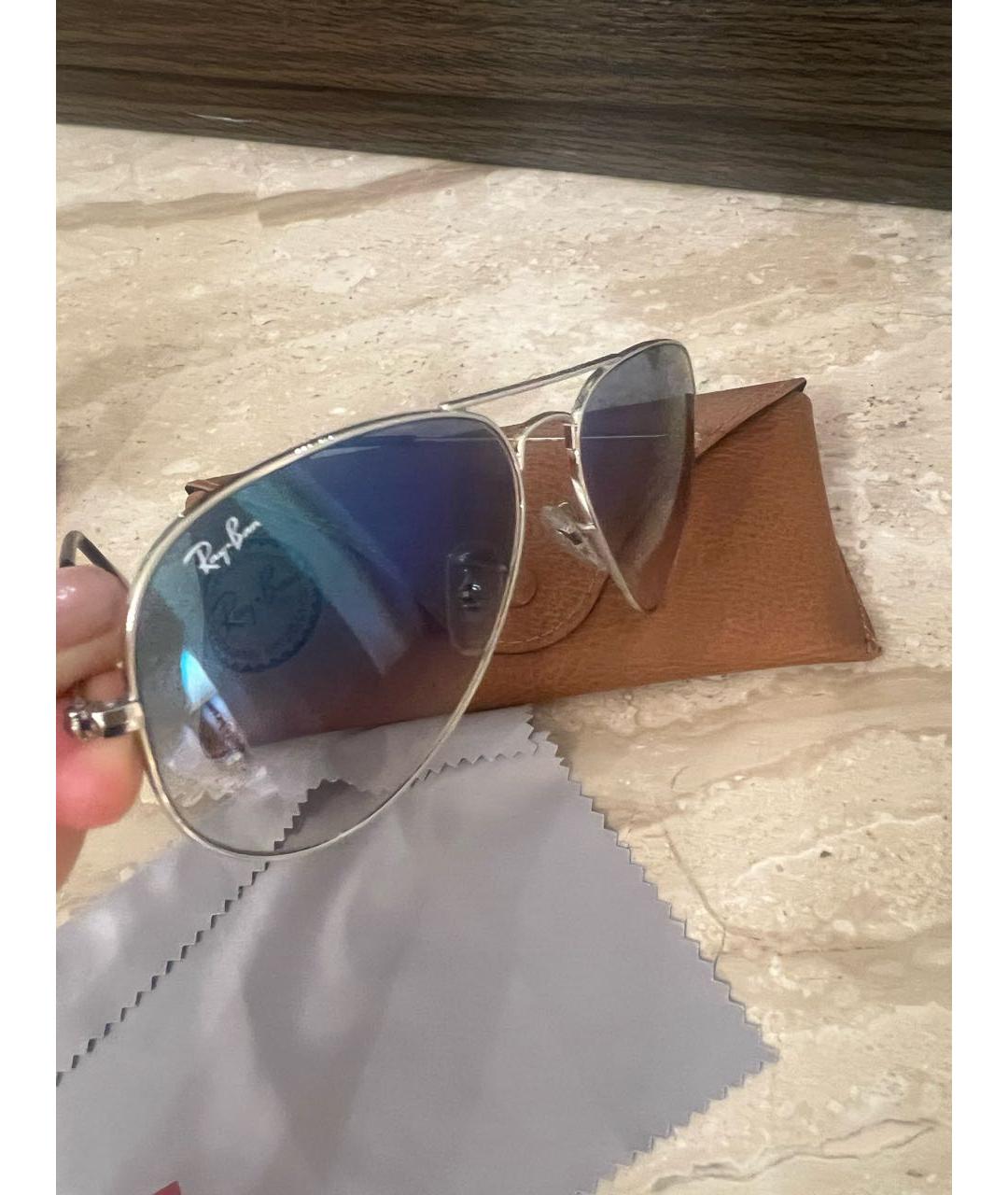 RAY BAN Серебряные металлические солнцезащитные очки, фото 3