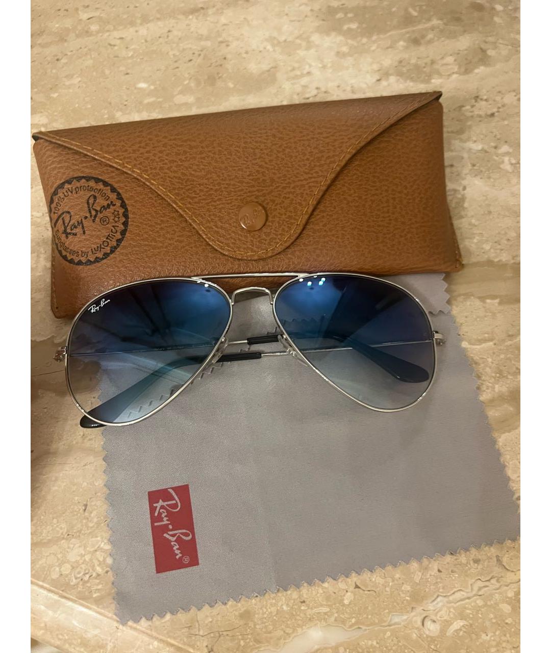 RAY BAN Серебряные металлические солнцезащитные очки, фото 6