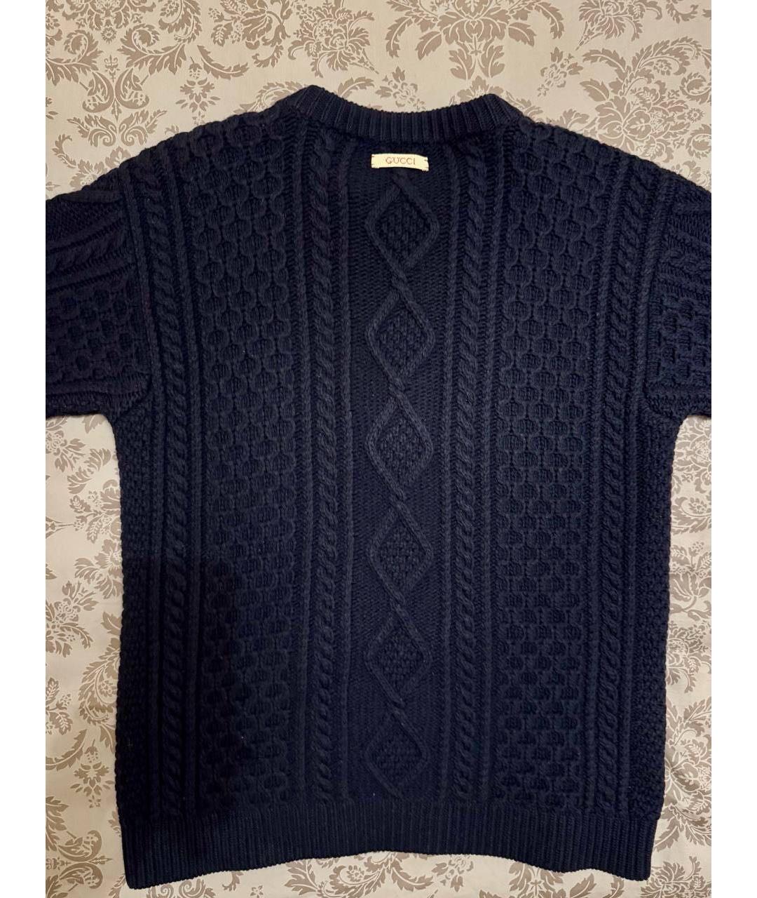 GUCCI Темно-синий шерстяной джемпер / свитер, фото 7