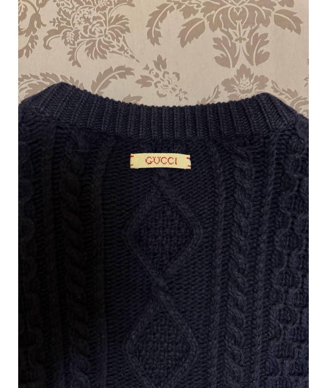 GUCCI Темно-синий шерстяной джемпер / свитер, фото 4
