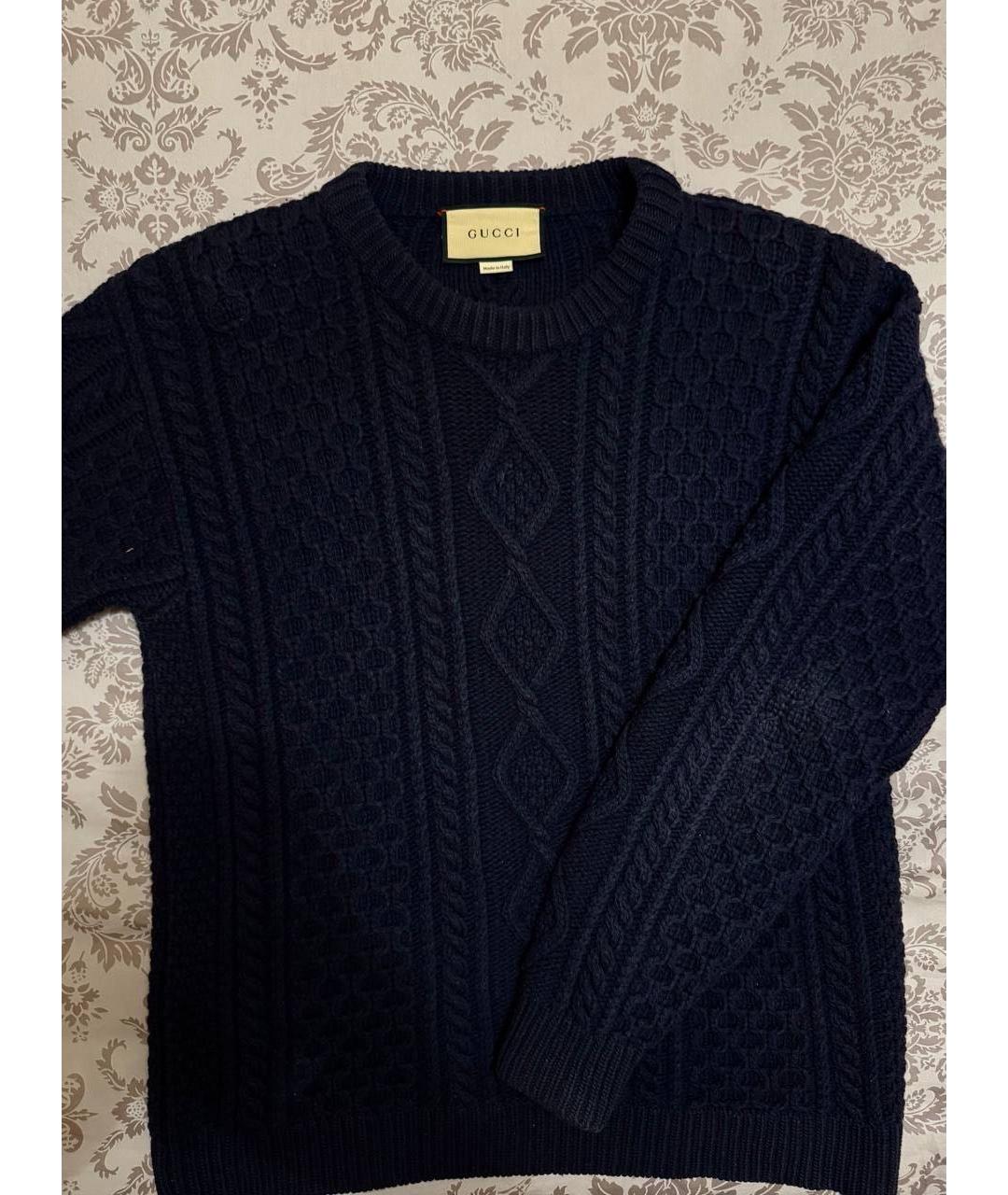 GUCCI Темно-синий шерстяной джемпер / свитер, фото 2