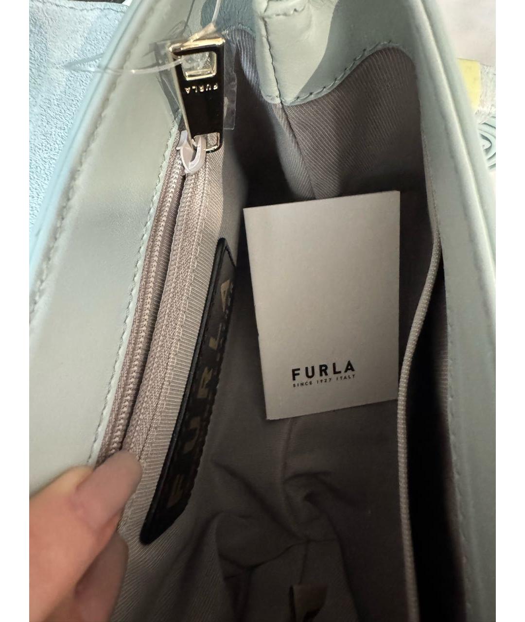 FURLA Голубая кожаная сумка через плечо, фото 4